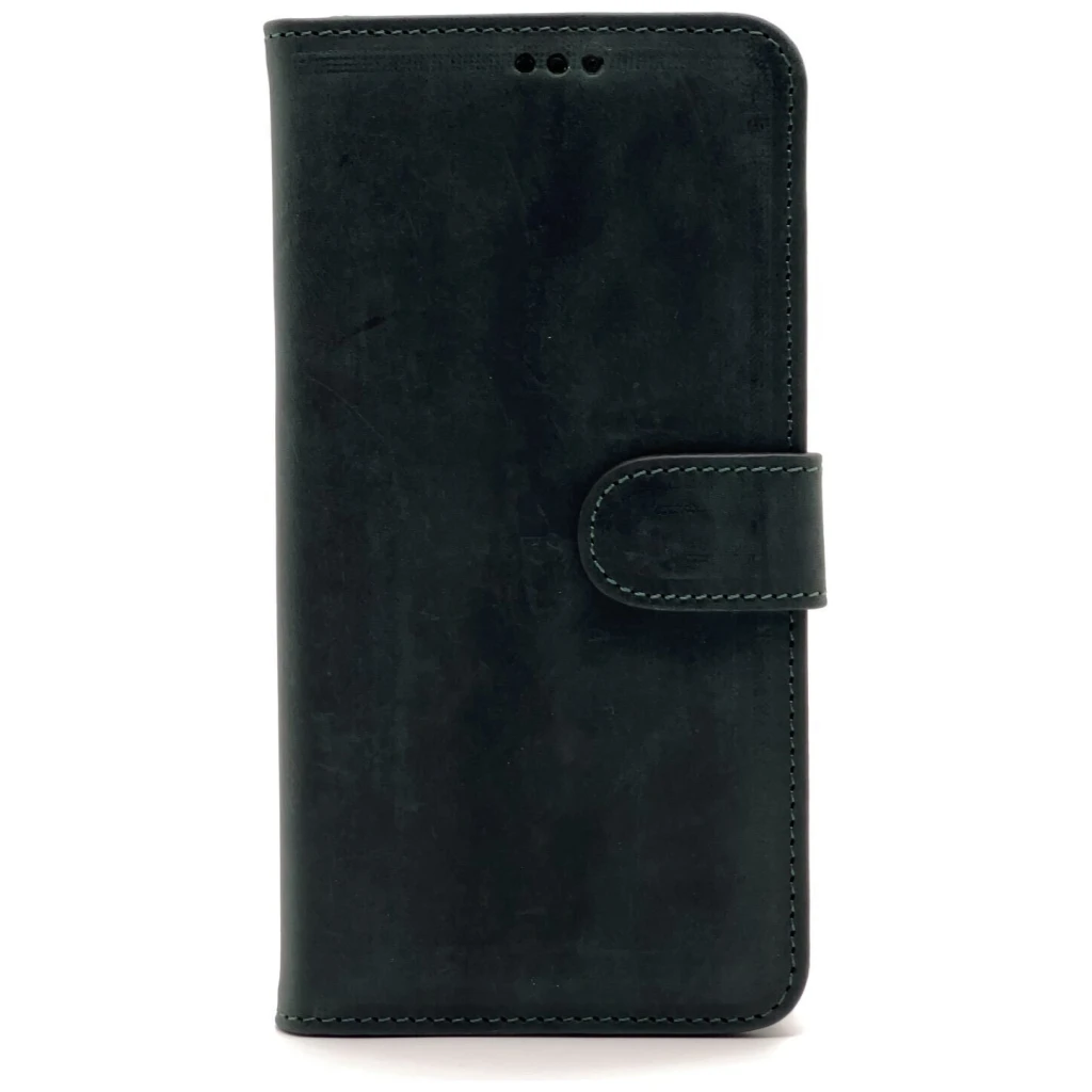 Omnium Echt Lederen Bookcase iPhone 13 Pro Groen