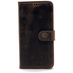 Omnium Echt Lederen Bookcase iPhone 13 Pro Max Donkerbruin