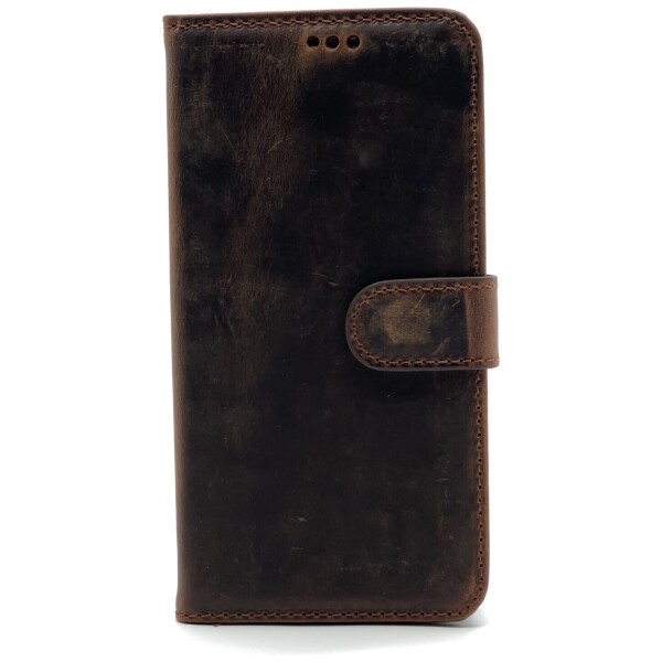 Omnium Echt Lederen Bookcase iPhone 13 Pro Max Donkerbruin