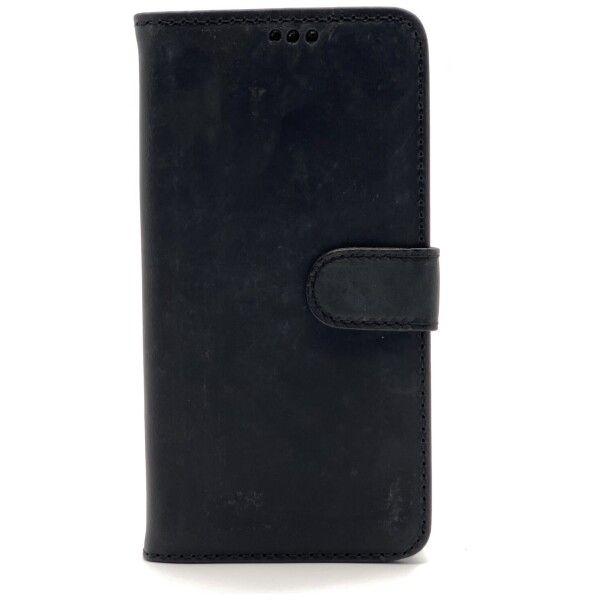 Omnium Echt Lederen Bookcase iPhone 13 Pro Max Zwart