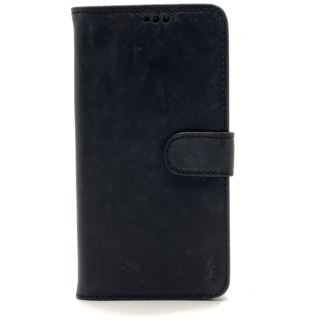 Omnium Echt Lederen Bookcase iPhone 13 Pro Zwart