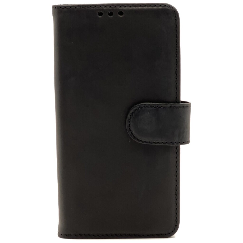 Omnium Echt Lederen Bookcase iPhone 14 Pro Max Zwart