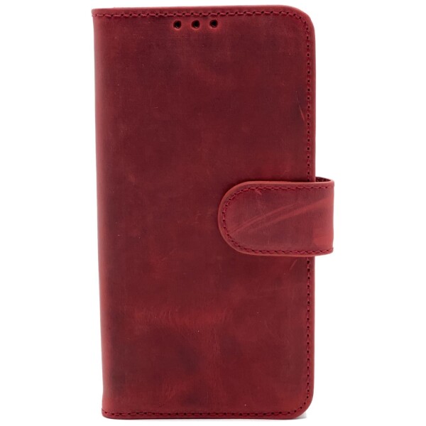 Omnium Echt Lederen Bookcase iPhone 14 Pro Rood