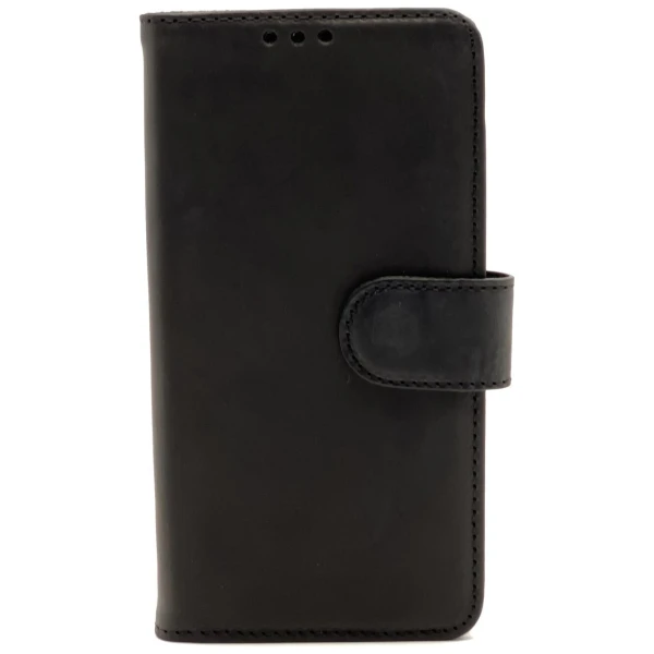 Omnium Echt Lederen Bookcase iPhone 14 Pro Zwart