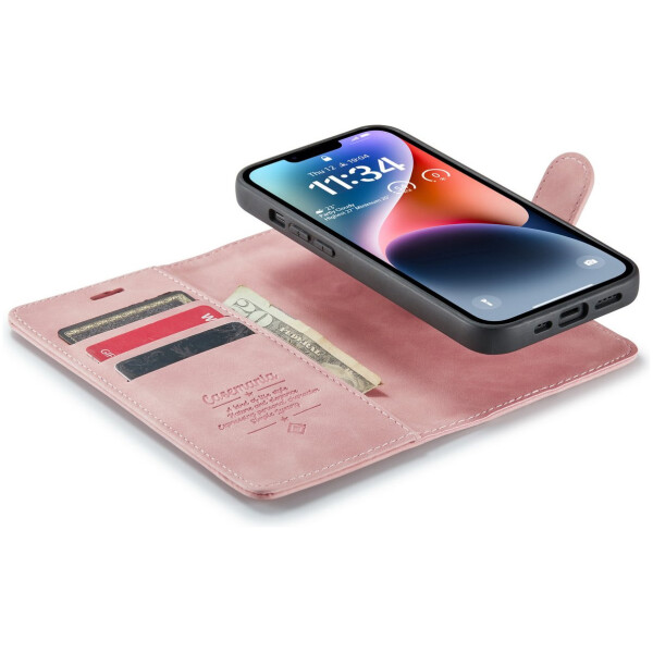 CaseMe 2-in-1 Magnetic Bookcase Magnetisch Uitneembaar Hoesje iPhone 13 Pro Roze