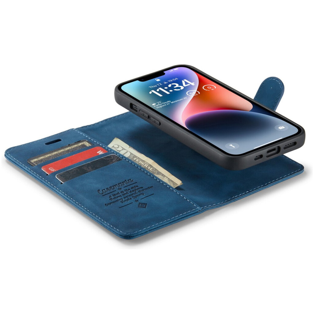 CaseMe 2-in-1 Magnetic Bookcase Magnetisch Uitneembaar Hoesje iPhone 14 Plus Donkerblauw