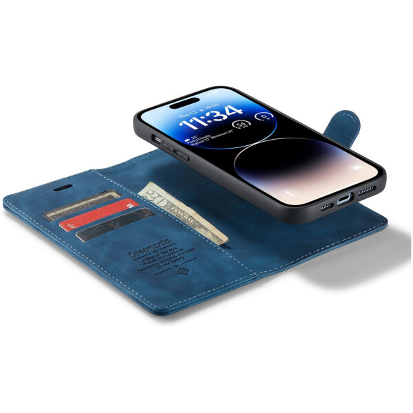 CaseMe 2-in-1 Magnetic Bookcase Magnetisch Uitneembaar Hoesje iPhone 14 Pro Max Donkerblauw