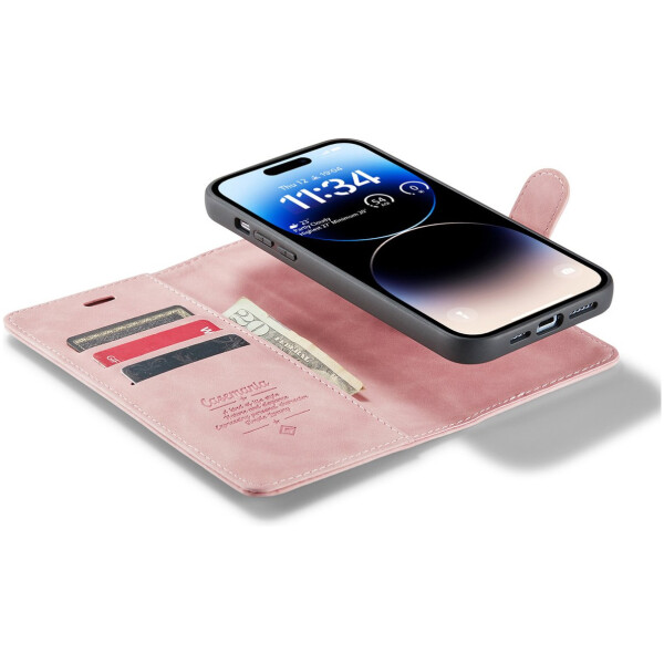 CaseMe 2-in-1 Magnetic Bookcase Magnetisch Uitneembaar Hoesje iPhone 14 Pro Max Roze