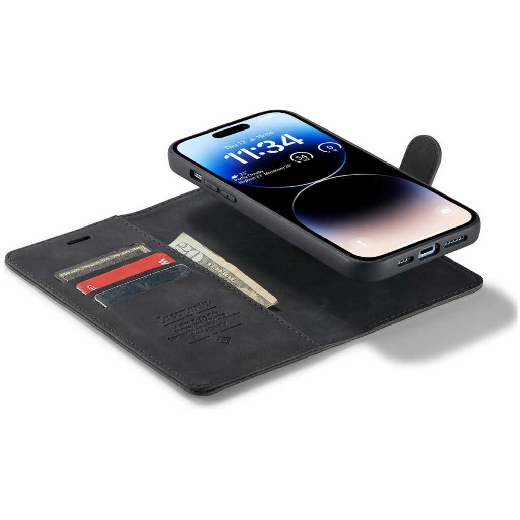 CaseMe 2-in-1 Magnetic Bookcase Magnetisch Uitneembaar Hoesje iPhone 14 Pro Max Zwart