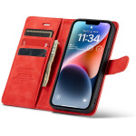 CaseMe 2-in-1 Magnetic Bookcase Magnetic Uitneembaar Hoesje iPhone 14 Rood - 4