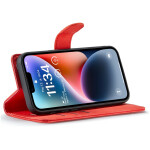 CaseMe 2-in-1 Magnetic Bookcase Magnetic Uitneembaar Hoesje iPhone 14 Rood - 5
