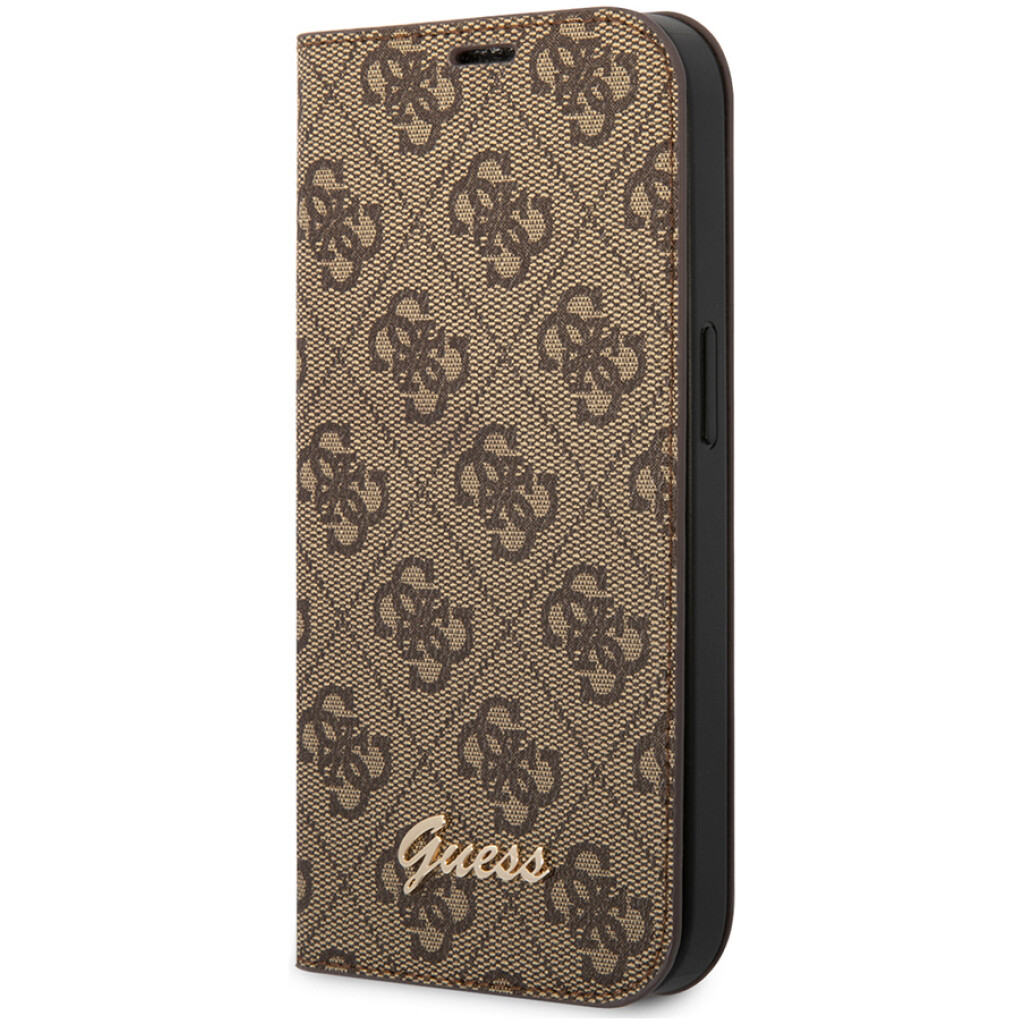 GUESS 4G Monogram Folio Bookcase iPhone 14 Pro Max Bruin