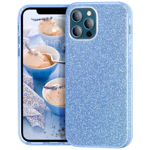 Guardify Glitter Hardcase iPhone 12 iPhone 12 Pro Blauw