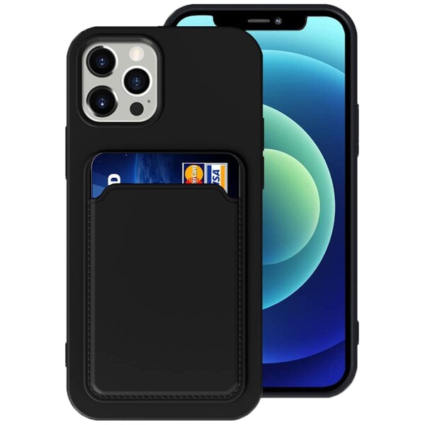 Guardify Softcase Backcover Pashouder iPhone 12 / iPhone 12 Pro Zwart