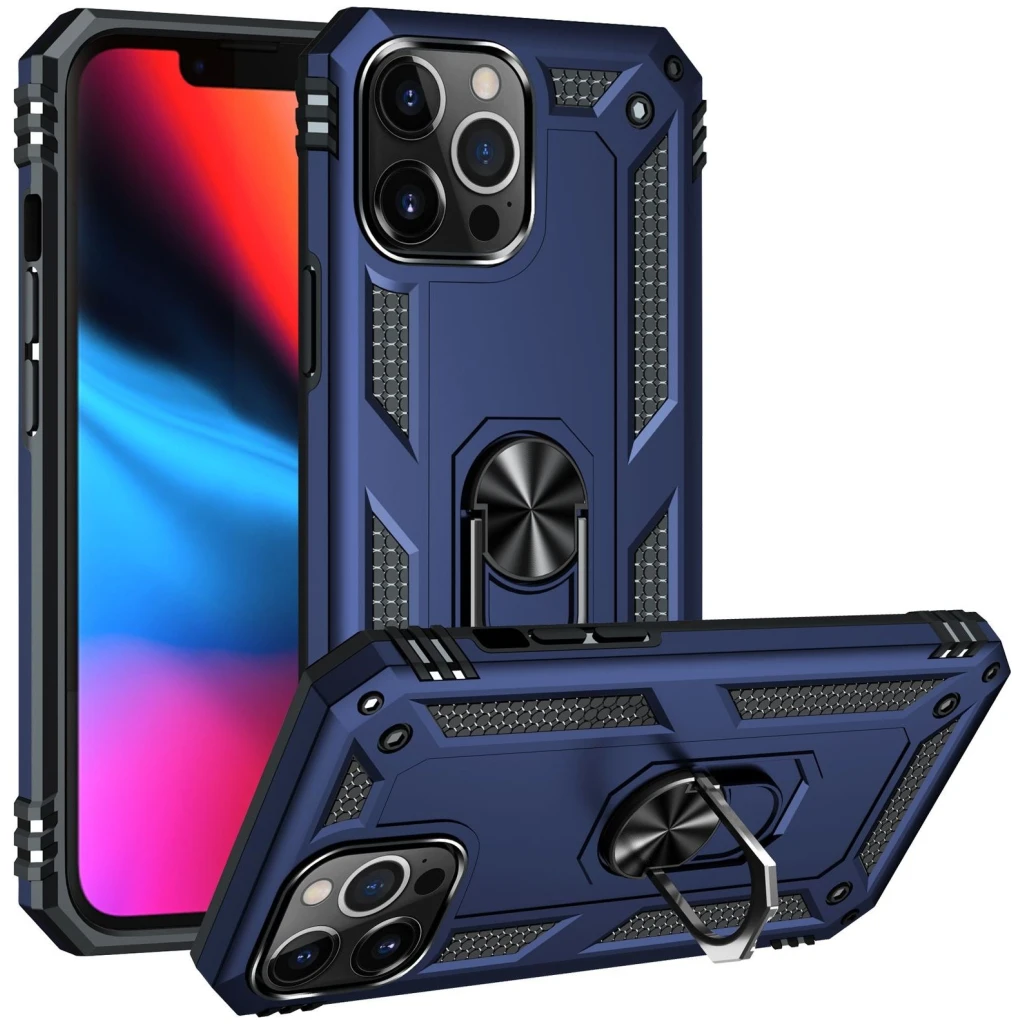 Guardify Armor Ring Hardcase iPhone 12 iPhone 12 Pro Blauw