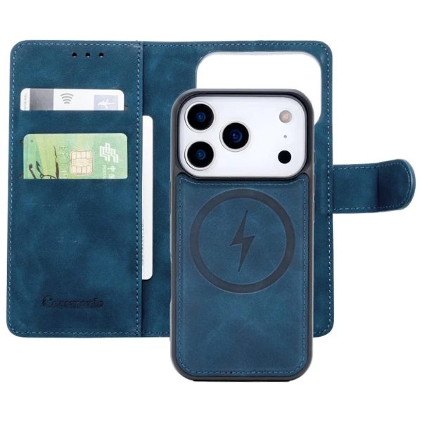 CaseMe 2-in-1 Magnetic Bookcase Magnetic Uitneembaar Hoesje iPhone 17 Pro Max Donkerblauw