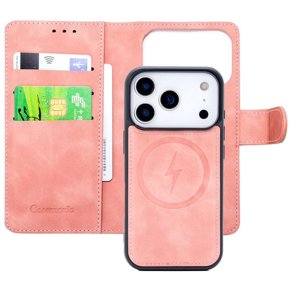 CaseMe 2-in-1 Magnetic Bookcase Magnetic Uitneembaar Hoesje iPhone 17 Pro Max Roze