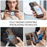 CaseMe Kunstlederen 2-in-1 Portemonnee Bookcase iPhone 17 Bruin - 4