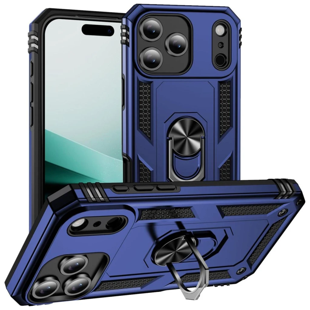 Guardify Armor Ring Hardcase Shockproof met Ringhouder iPhone 17 Pro Blauw