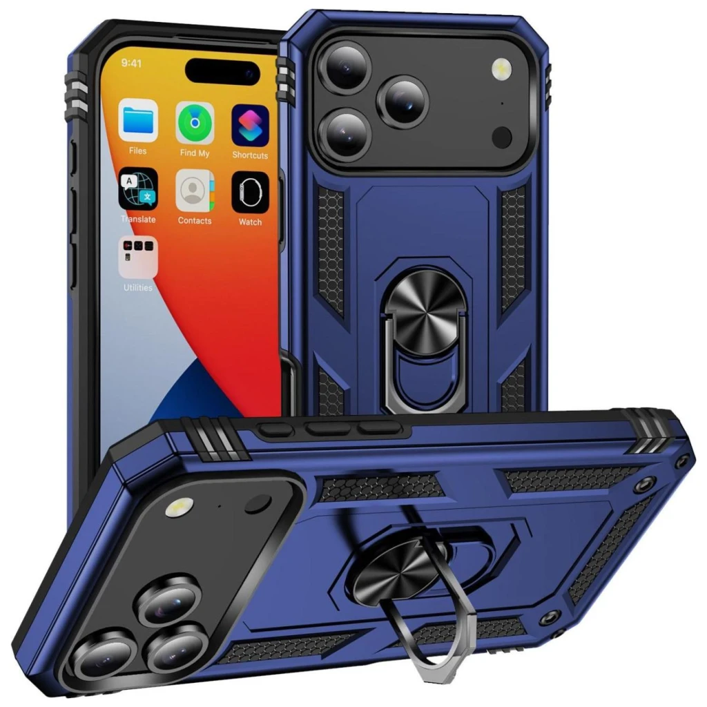 Guardify Armor Ring Hardcase Shockproof met Ringhouder iPhone 17 Pro Max Blauw