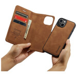 CaseMe 2-in-1 Magnetic Bookcase Uitneembaar Hoesje iPhone 15 Plus Bruin - 5