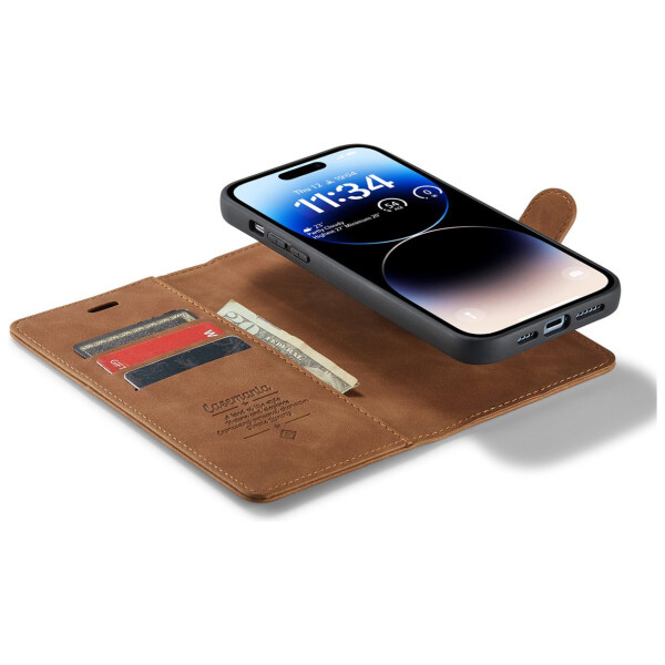CaseMe 2-in-1 Magnetic Bookcase Uitneembaar Hoesje iPhone 15 Pro Max Bruin