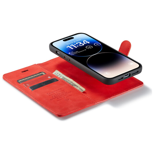 CaseMe 2-in-1 Magnetic Bookcase Uitneembaar Hoesje iPhone 15 Pro Max Rood
