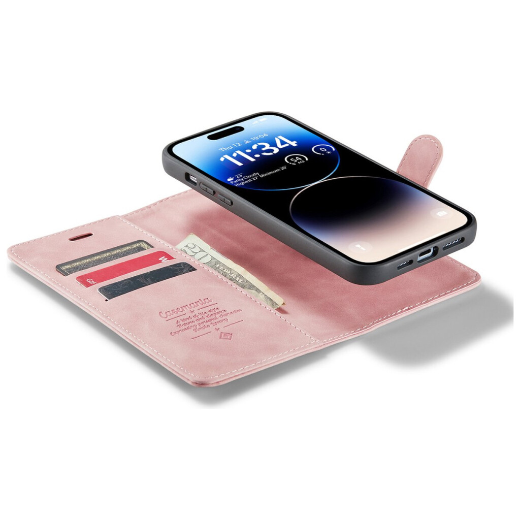 CaseMe 2-in-1 Magnetic Bookcase Uitneembaar Hoesje iPhone 15 Pro Max Roze