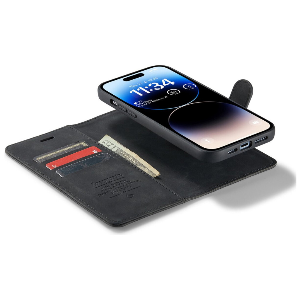 CaseMe 2-in-1 Magnetic Bookcase Uitneembaar Hoesje iPhone 15 Zwart
