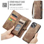 CaseMe Kunstlederen 2-in-1 Portemonnee Bookcase iPhone 16 Pro Max Bruin - 1
