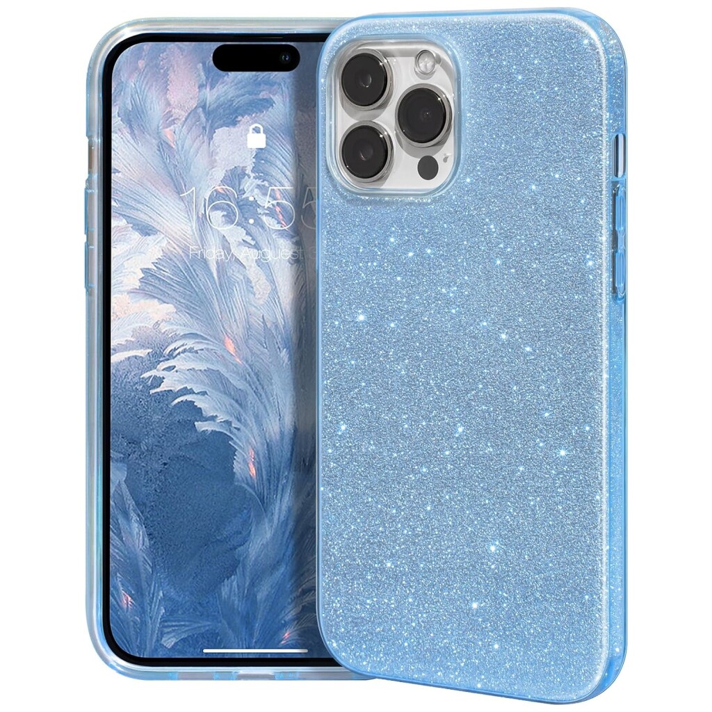 Guardify Glitter Hardcase iPhone 15 Pro Blauw