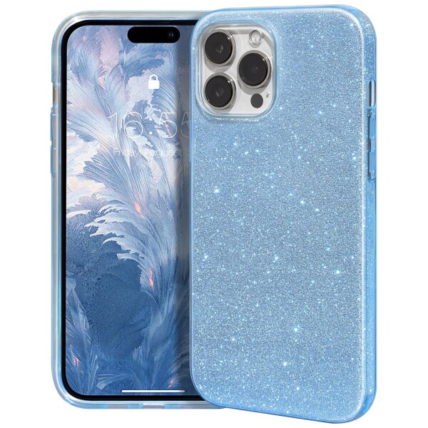 Guardify Glitter Hardcase iPhone 15 Pro Max Blauw