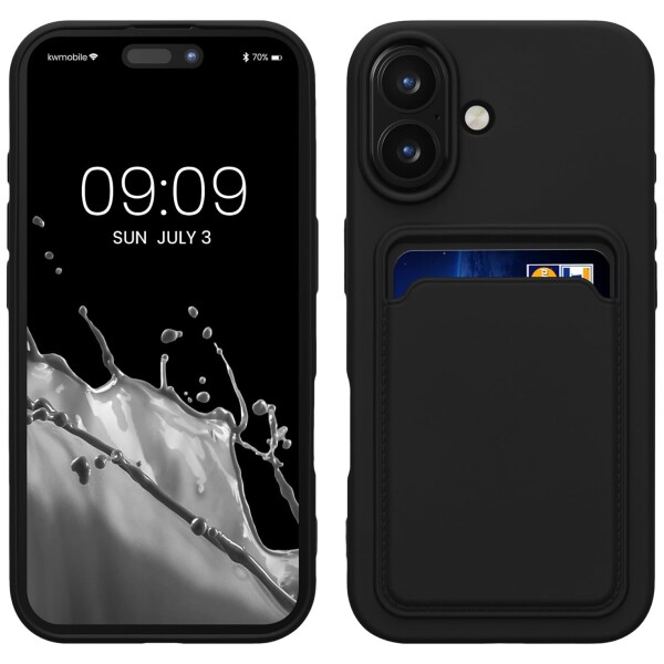 Guardify Softcase Backcover met Pasjeshouder iPhone 16 Zwart