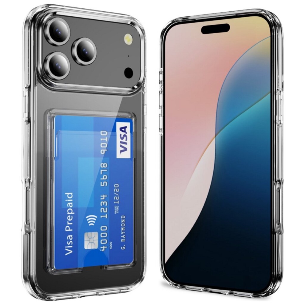 Guardify Softcase Backcover met Pasjeshouder iPhone 17 Pro Max Transparant