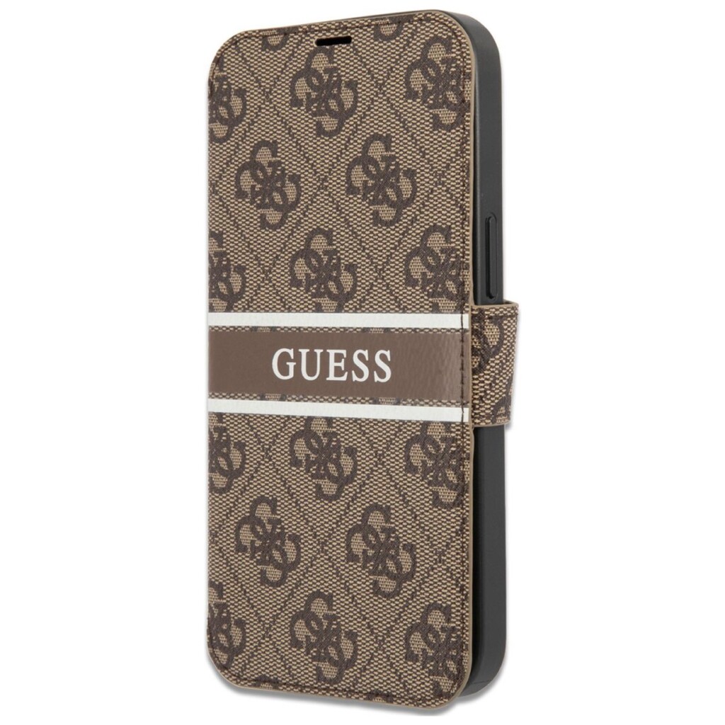 Guess 4G Monogram Stripe Bookcase iPhone 13 Pro Bruin