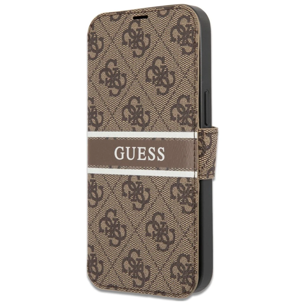 Guess 4G Monogram Stripe Bookcase iPhone 13 Pro Bruin