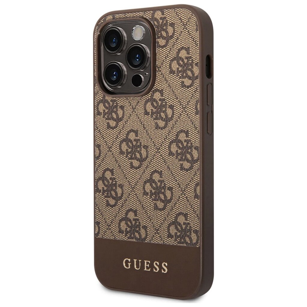 Guess 4G Monogram Stripe Hardcase iPhone 14 Pro Bruin