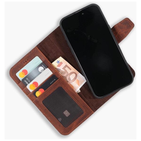 Omnium Echt Lederen Bookcase iPhone 17 Rood