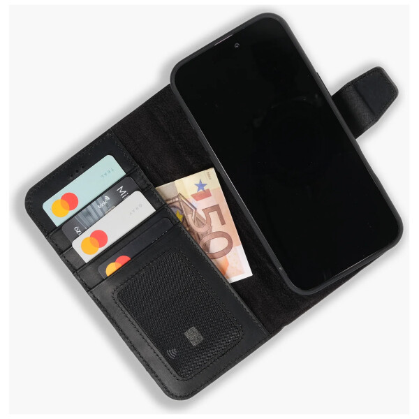 Omnium Echt Lederen Bookcase iPhone 17 Zwart