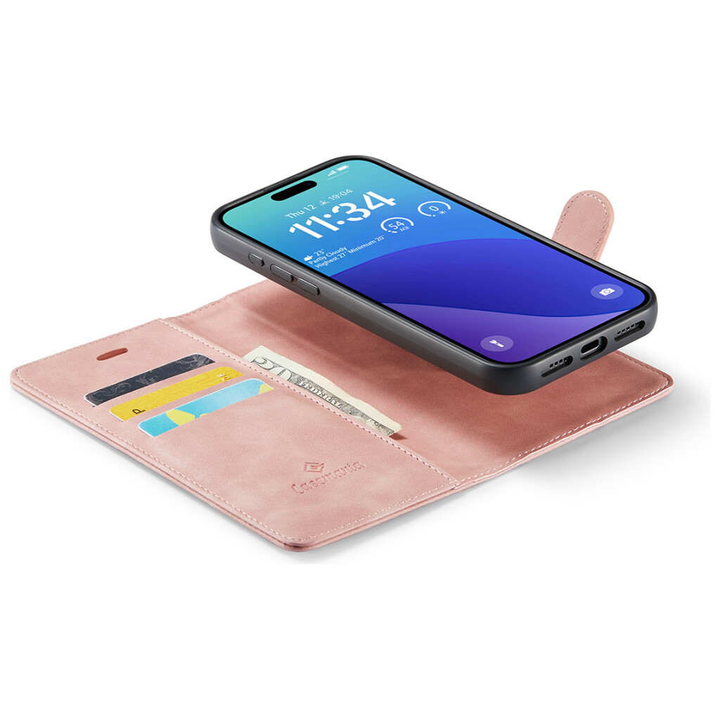 CaseMe 2-in-1 Magnetic Bookcase Magnetisch Uitneembaar Hoesje iPhone 16 Pro Roze