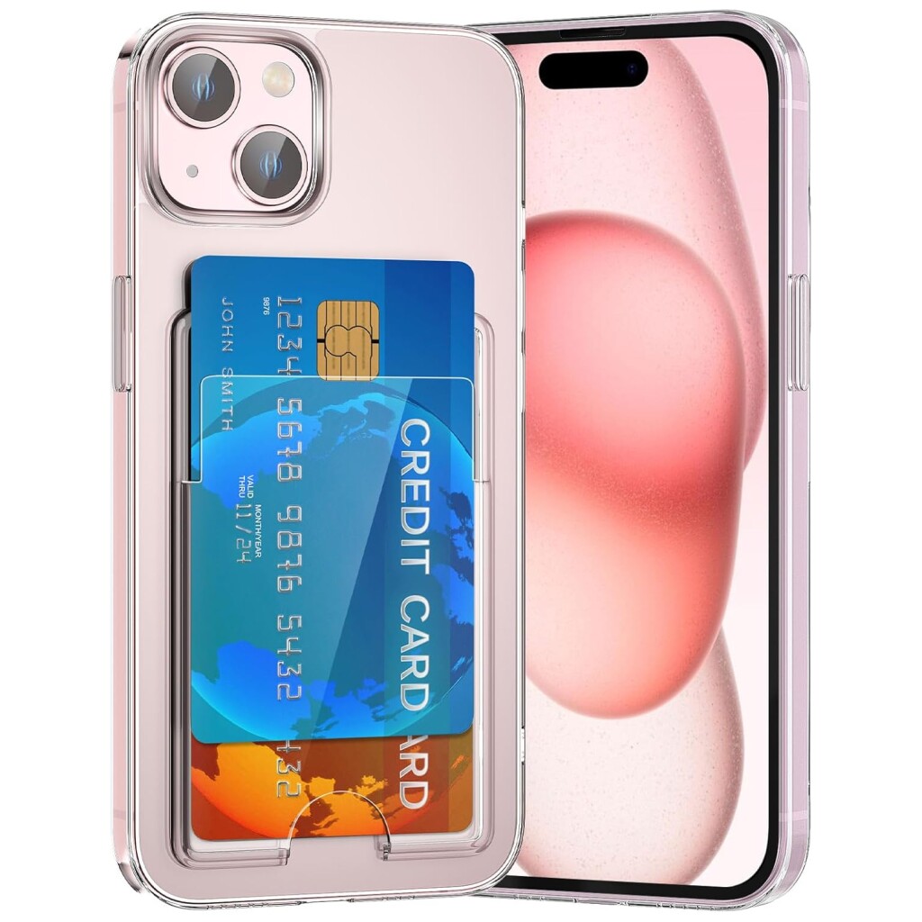 Guardify Softcase Backcover met Pasjeshouder iPhone 15 Transparant